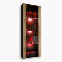komodee Tivoli Witryna Stojąca Czarny-Dąb Wotan Szklane Półki RGB LED